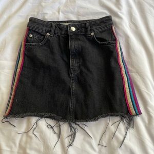 Top shop black denim skirt with rainbow detail on sides